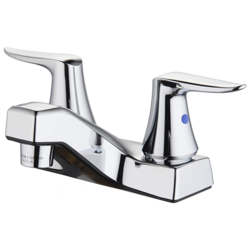 Rhondonite Two Handle Non-Metallic Bathroom Faucet with Easy Install QuickNut and ClogFREE PopUp Drain, Chrome