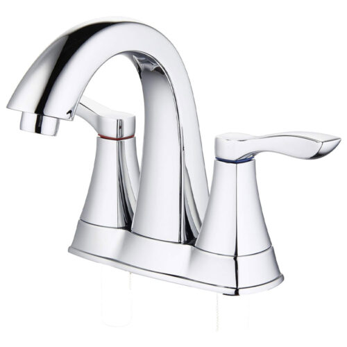 Moonstone 4” Centerset Bathroom Faucet with Easy Install QuickNut and ClogFREE PopUp Drain, Chrome