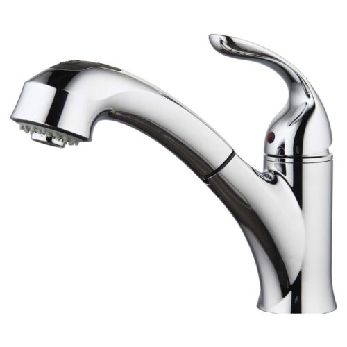 Peridot 8" Single Handle Pull Out Kitchen Faucet with Easy Install QuickNut and Soap Dispenser, Chrome