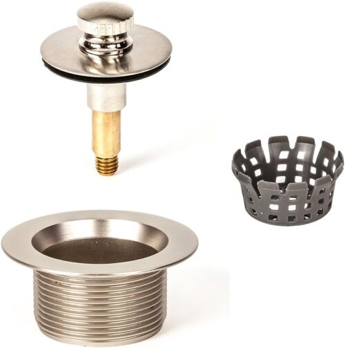 PF WaterWorks Toe Touch (Foot Actuated) Bath Tub Drain Assembly with Gasket - Coarse Thread 11.5 Threads Per Inch - Free Hair Catcher/Strainer