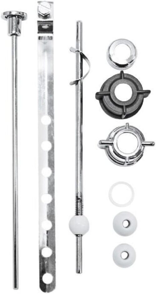 PF WaterWorks Pop-Up Drain Repair Kit - Threaded Adjustable Center Pivot/Ball Rod with 3 Nuts, Gasket, 3 Sizes of Balls with Pull Rod/Linkage, Chrome