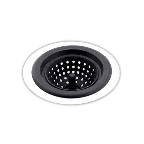 Stainless Steel and Black Silicone Kitchen Sink Strainer