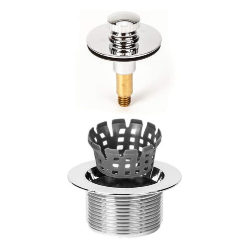 Lift Lock Bathtub Drain Trim  - Stopper, Drainshoe, 2 Hole Faceplate